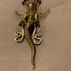 Nag Kanya Guardian Goddess Brass Serpent Face Tibetan,Hinduism Goddess